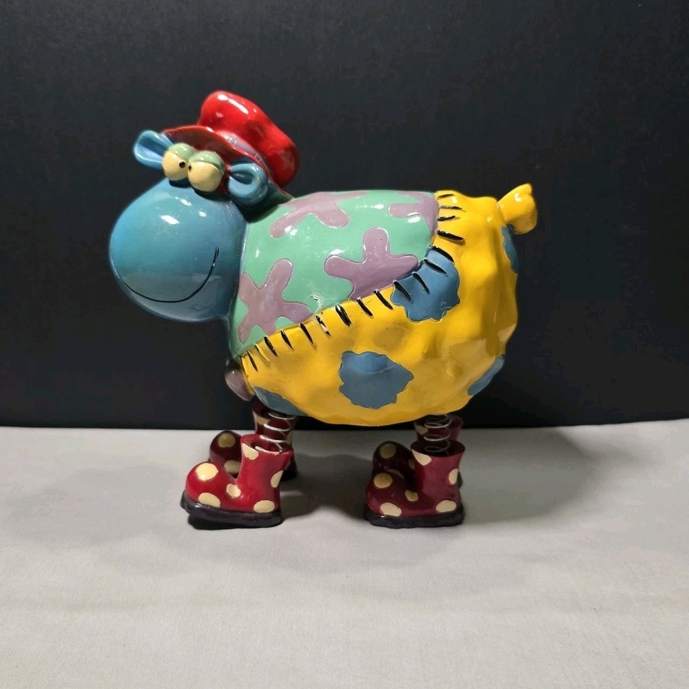 Cow Piggy Bank Lulu Bobble Legs Country Patchwork Charm